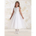 white tulle lace round neck casual little girl dresses
